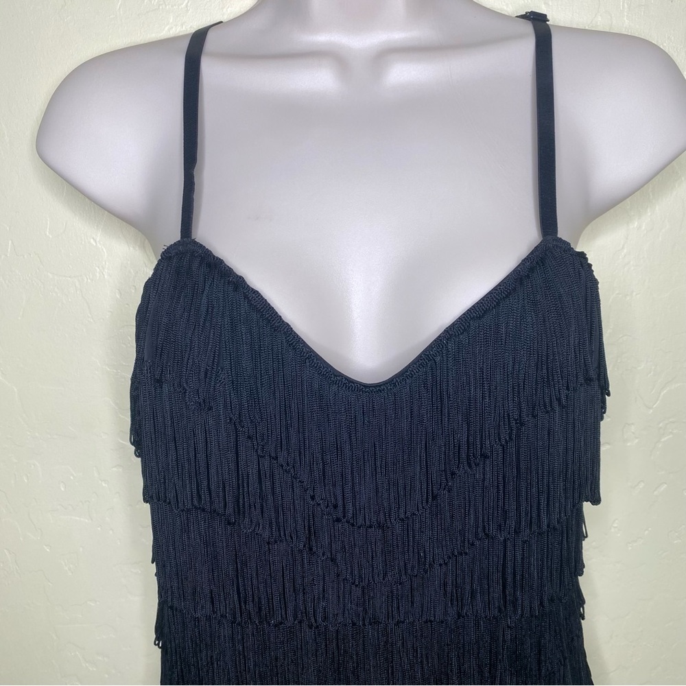 Frederick's Of Hollywood Vintage Elegant Black Fringe Mini Dress Size S — image 5 of 8